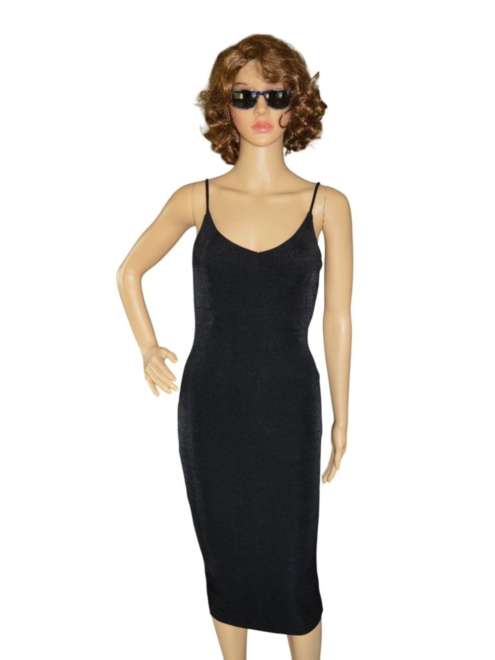 Evolutionary Apparel Black Stretch Cutout Bodycon Midi Cocktail Dress Size Small